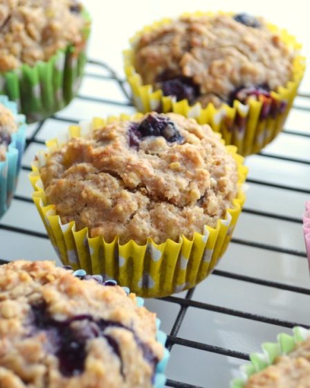 Quick & Easy Healthy Banana And Blueberry Muffins